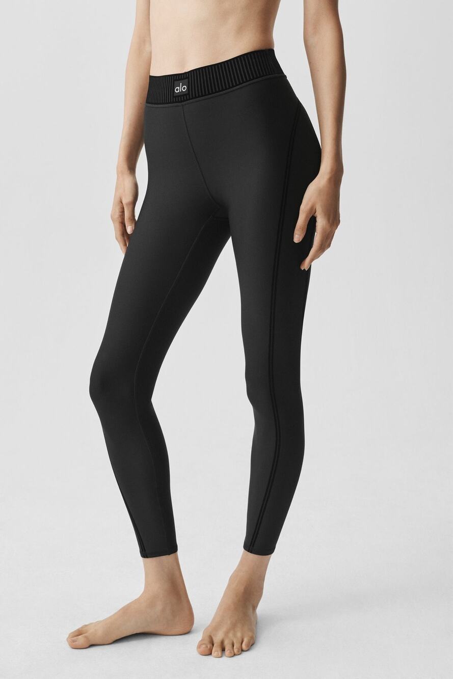Alo Yoga Airlift High-Waist 7/8 Line Up Leggings Black Size Small